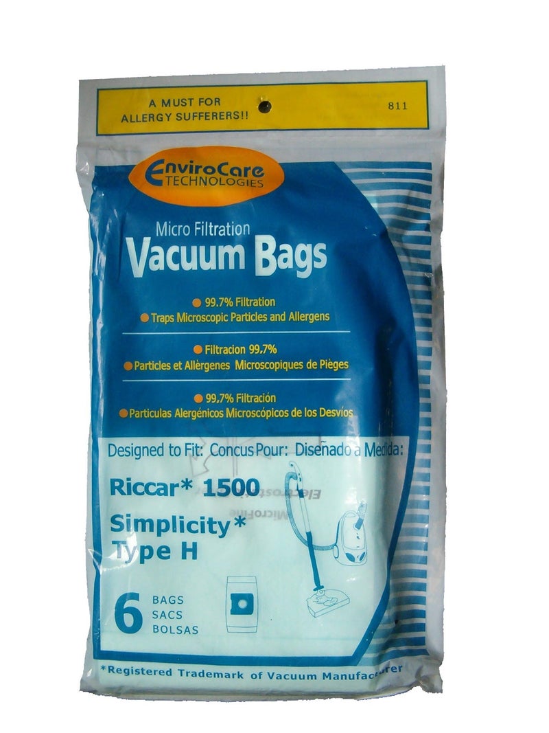 EnviroCare Replacement Designed To Fit Riccar Simplicity Type H Vacuum Bags, Canister Vacuum Cleaners, 18 Pack - Image 3