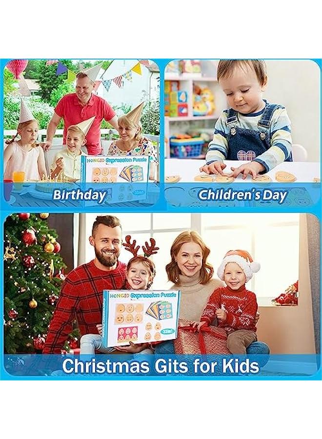 Toddlers Wooden Emoji Matching Game,32 in 1 Preschool Kids Wood Gifts,Autism Sensory Educational Toys for Boys Girls Age 3-5, Stocking Stuffers for Kids - Image 4