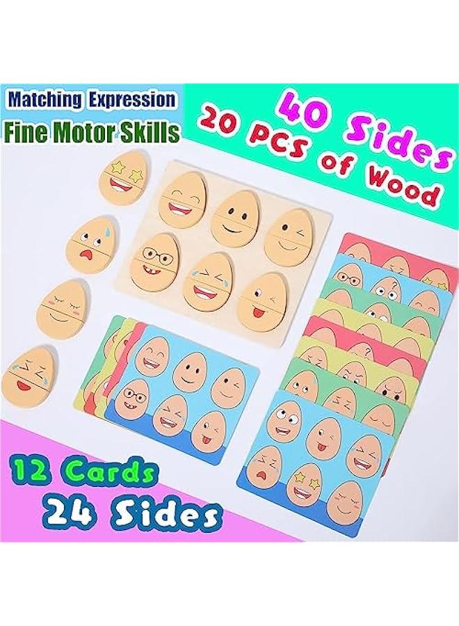 Toddlers Wooden Emoji Matching Game,32 in 1 Preschool Kids Wood Gifts,Autism Sensory Educational Toys for Boys Girls Age 3-5, Stocking Stuffers for Kids - Image 2