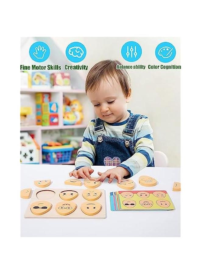 Toddlers Wooden Emoji Matching Game,32 in 1 Preschool Kids Wood Gifts,Autism Sensory Educational Toys for Boys Girls Age 3-5, Stocking Stuffers for Kids - Image 5