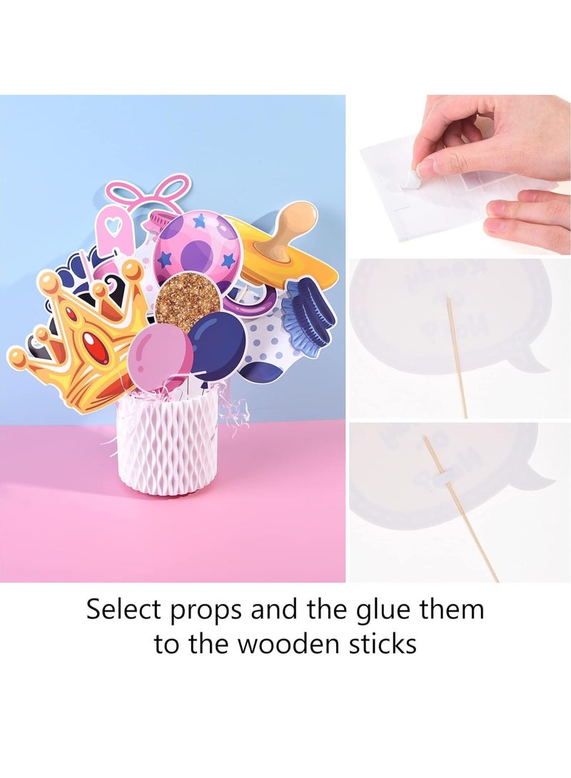 SOLARAE 29 Pcs Gender Reveal Photo Booth Props with Stick,Gender Prediction Decor Boy Or Girl Theme Selfie Props,He or She Photography Backdrop for Gender Reveal Baby Shower Party Accessories - Image 5