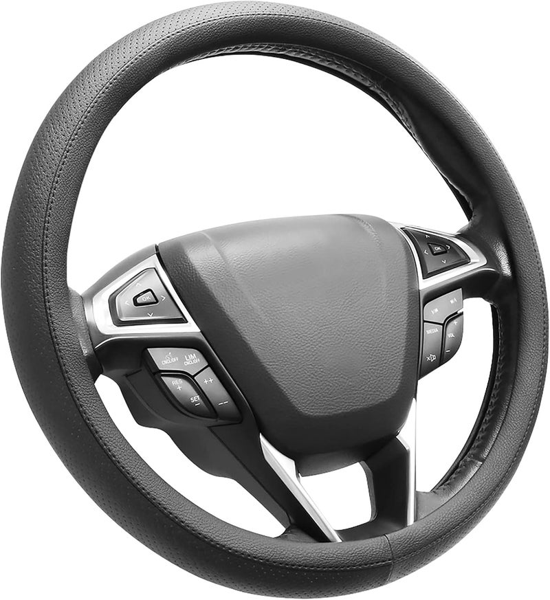 SEG Direct Steering Wheel Cover Car Steering Wheel Cover Microfibre Leather 37-39 cm Black - Image 5