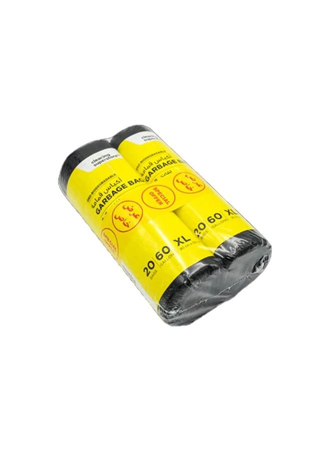 cleaning superstore Multi-Purpose Garbage Bag Roll for Garbage Bin/Dust Bin/Waste Basket/60 Gallons/20 Bags/90x110 cm Black (Pack Of 2) - Image 1