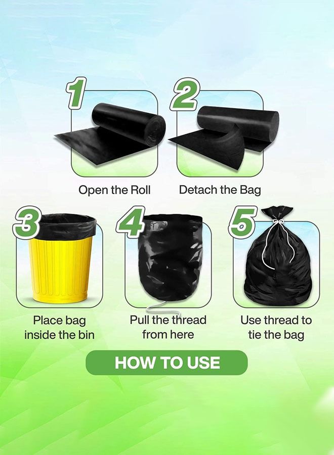 cleaning superstore Multi-Purpose Garbage Bag Roll for Garbage Bin/Dust Bin/Waste Basket/60 Gallons/20 Bags/90x110 cm Black (Pack Of 2) - Image 4