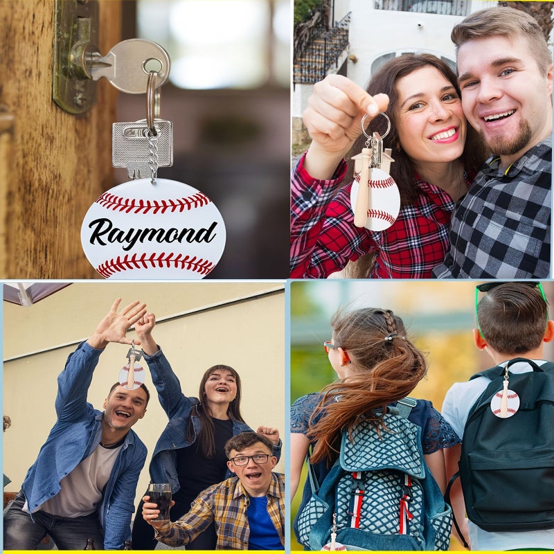Gift For Her Him Baseball Softball Acrylic Keychain 12pcs Bulk DIY Ball Bag Tag Sports Party Favors Mini Ball Charms Team Gifts - Image 4