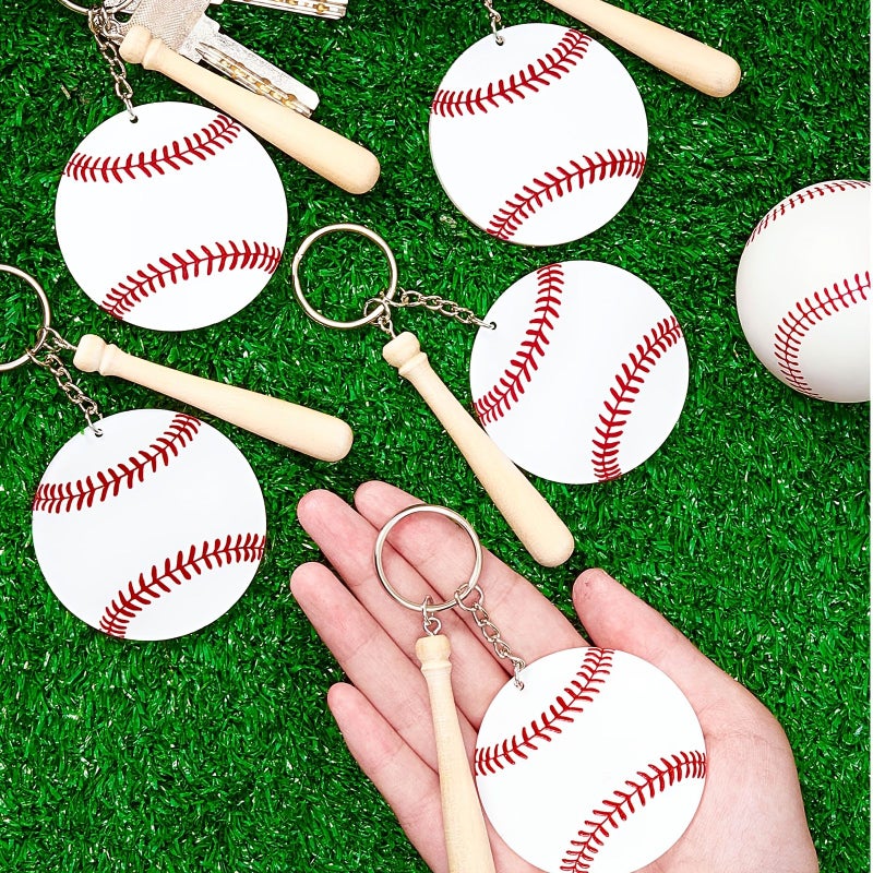 Gift For Her Him Baseball Softball Acrylic Keychain 12pcs Bulk DIY Ball Bag Tag Sports Party Favors Mini Ball Charms Team Gifts - Image 2