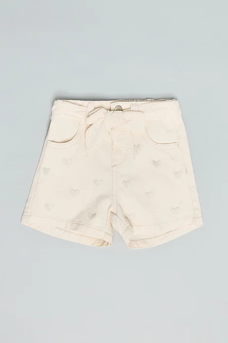 أر أند بي Embroidered Denim Shorts with Drawstring Waist