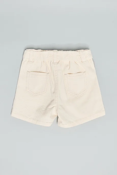 أر أند بي Embroidered Denim Shorts with Drawstring Waist
