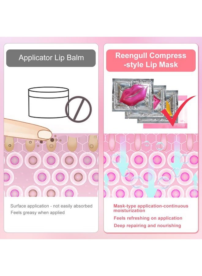 Reengull 30 PCS Lip Mask Collagen Lip Masks Sheet for Dry Lips, Gel Lip Mask Pack for Remove Dead Skin, Moisturizes and Lightens Lip Lines (30 PCS, Peach Red)  - Image 4