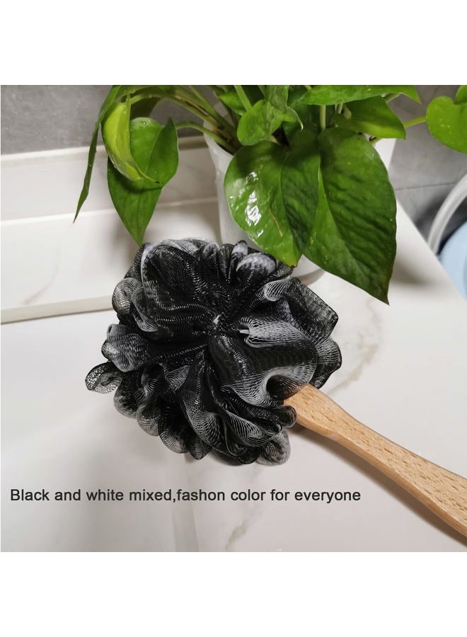 Arswin Shower Sponge Loofah Back Scrubber,Loofah on a Stick,PE Soft Mesh Loofah Body Scrubber with Wooden Handle,Bath Sponge for Women Kids (Black) - Image 5