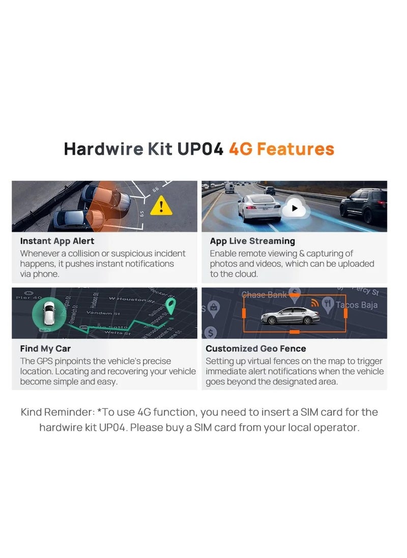 70mai - 70mai 4G Hardwire Kit UP04 for Dash Cam Omni, 24H Smart Parking Surveillance, Real-Time Monitoring, Instant App Alert, GPS-Enabled Car Locator - Image 1