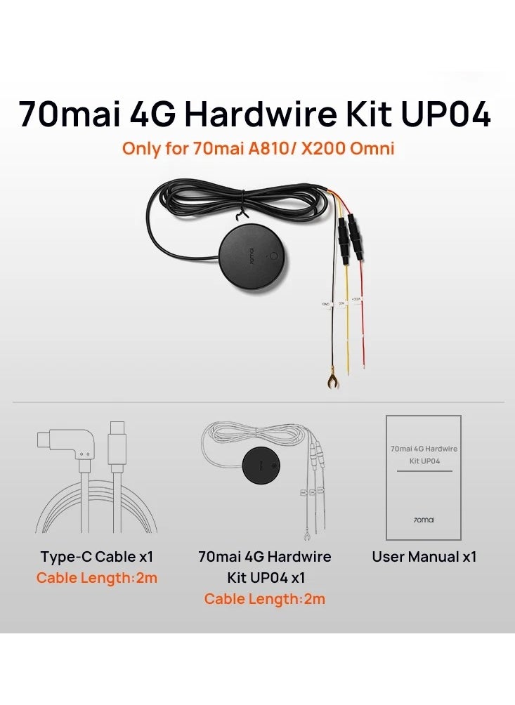 70mai - 70mai 4G Hardwire Kit UP04 for Dash Cam Omni, 24H Smart Parking Surveillance, Real-Time Monitoring, Instant App Alert, GPS-Enabled Car Locator - Image 1