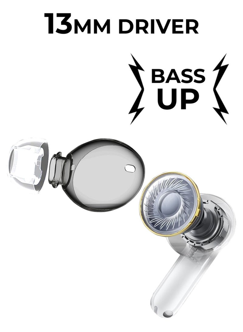 glassology Truly Wireless Earbuds Active Noise Cancelling Thumping Bass Multi Mode Upto 30H Playtime Wireless Magsafe Charging Customized Sound Gaming Mode - Image 4