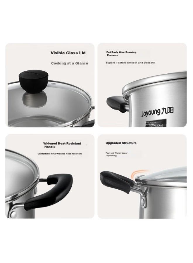 Joyoung Soup Pot, 316l Stainless Steel, Noodle Cooking Pot, Small Milk Pot, Baby Food Pot, Stew Pot, 20cm Small Hot Pot, Ct533 - Image 5