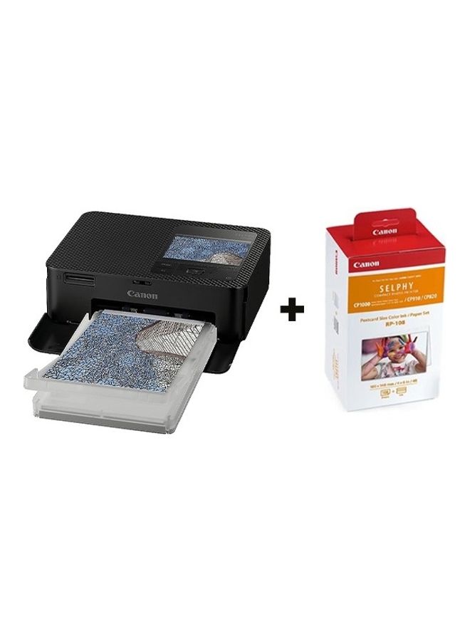 Canon Selphy CP1500 With 108 Sheet And Ink Set Black
