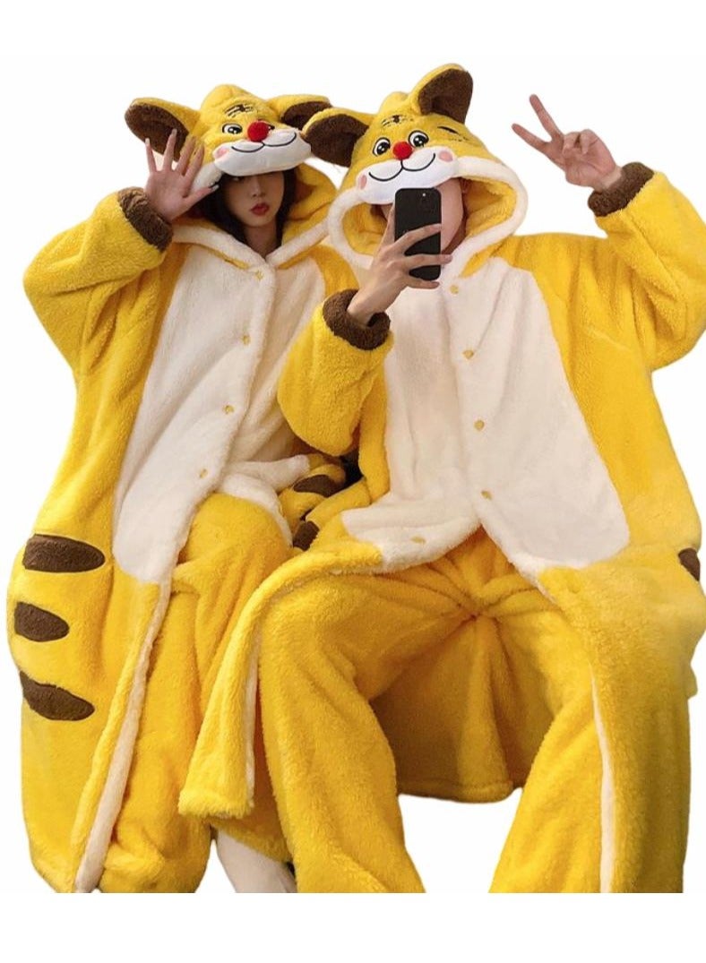 KUYING Velvet and Thickened Nightgown Cute Cartoon Home Fur Set