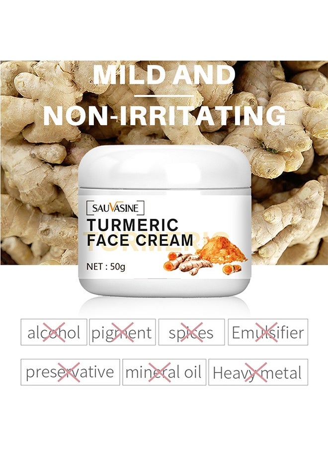 SAUVASINE - Turmeric Face Cream ,for Face Skin Care Anti-Aging Cream Brightening Face Moisturizer Cream,Skin Repair Cream,Turmeric Moisturizing Cream for Dark Spots Remover,Evens Skin Tone-50g - Image 1