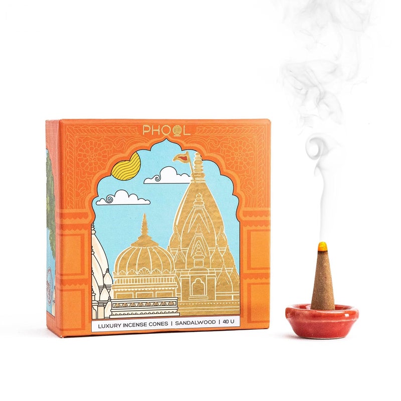 PHOOL LUXURY INCENSE PHOOL Luxury Sandalwood Incense Cones - 40 Pack - Image 5