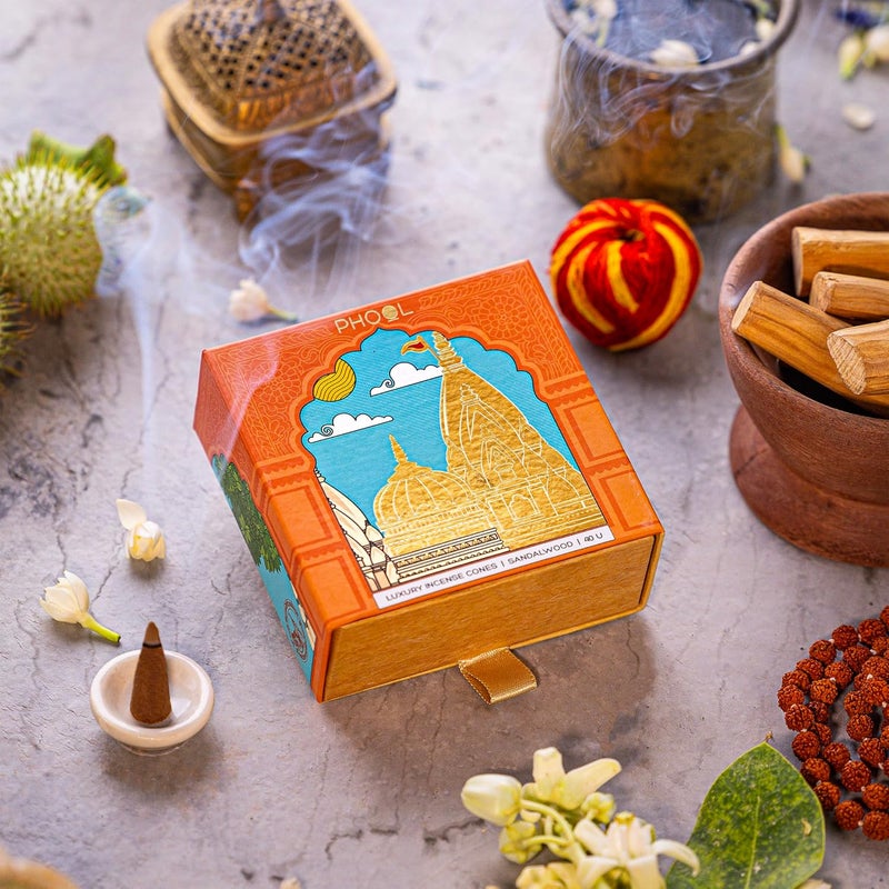 PHOOL LUXURY INCENSE PHOOL Luxury Sandalwood Incense Cones - 40 Pack - Image 2