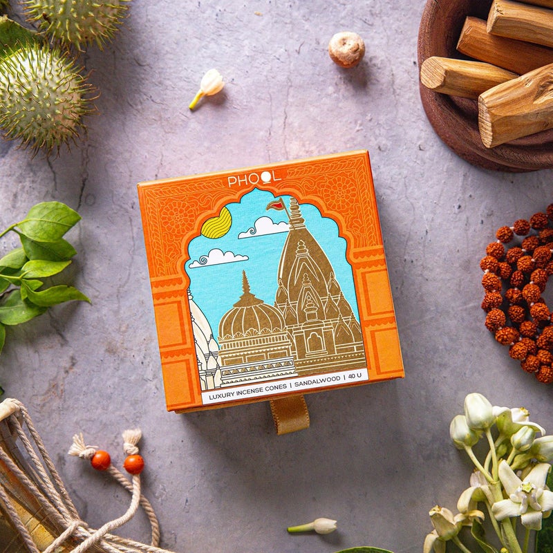 PHOOL LUXURY INCENSE PHOOL Luxury Sandalwood Incense Cones - 40 Pack - Image 3