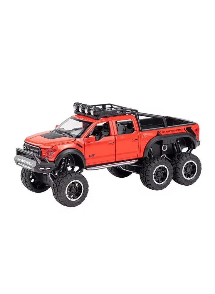 1:24 Scale Ford Raptor F150 Model Car, Zinc Alloy Toy Car with Sound and Light, Openable Doors for Kids and Adults (Red) - Image 1