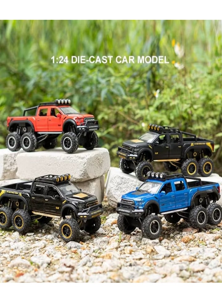 1:24 Scale Ford Raptor F150 Model Car, Zinc Alloy Toy Car with Sound and Light, Openable Doors for Kids and Adults (Red) - Image 2