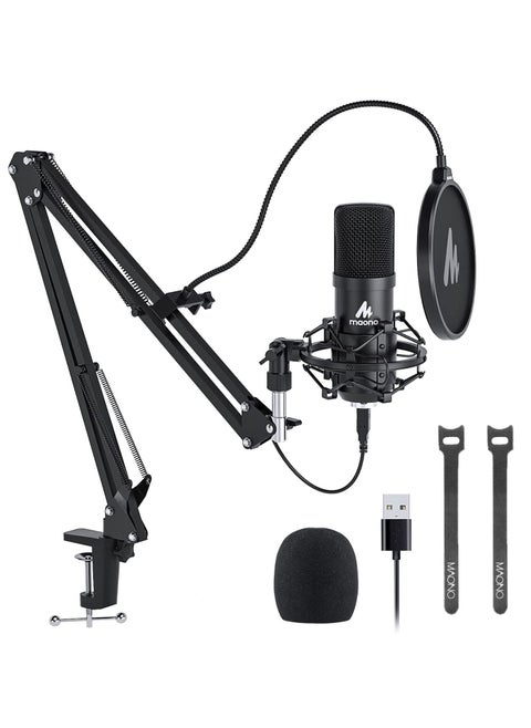 AU-A04 USB Microphone, MAONO  Plug & Play PC Computer Podcast Condenser Cardioid Metal Mic Kit with Professional Sound Chipset for Recording, Gaming, Singing, YouTube