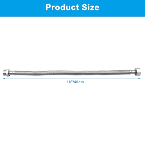 BokWin 2 Pcs Stainless Steel Faucet Line Connector 1/2 FIPx1/2 FIP Flexible Faucet Line Connector(16 Inch) - Image 5