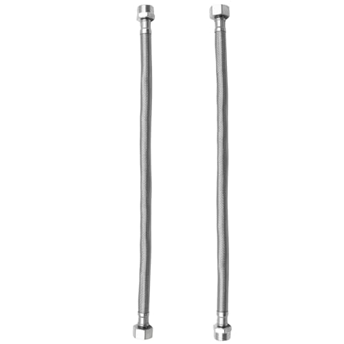 BokWin 2 Pcs Stainless Steel Faucet Line Connector 1/2 FIPx1/2 FIP Flexible Faucet Line Connector(16 Inch) - Image 1