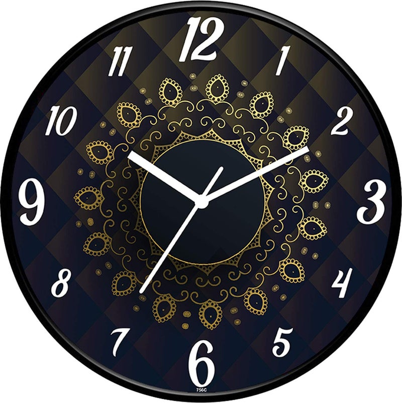 IIK COLLECTION 12-inch Designer Plastic Analogue Round WallClock for Home, Kitchen, Living Room, Bedroom, Office (30 cm x 30 cm x 6 cm) - Image 1