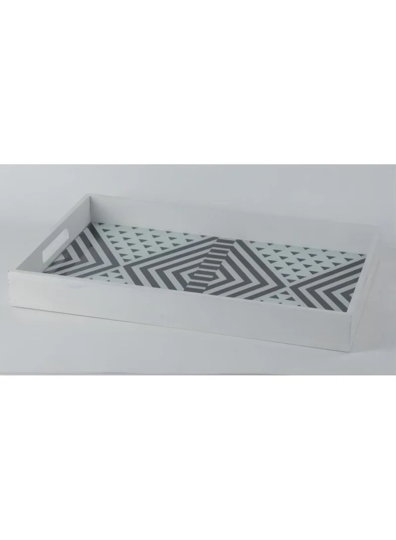 DANUBE HOME Percy Glass Tray White 45x30x5Cm