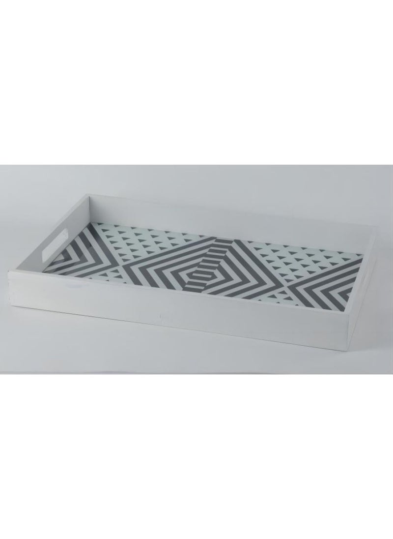 DANUBE HOME Percy Glass Tray White 45x30x5Cm  - Image 2