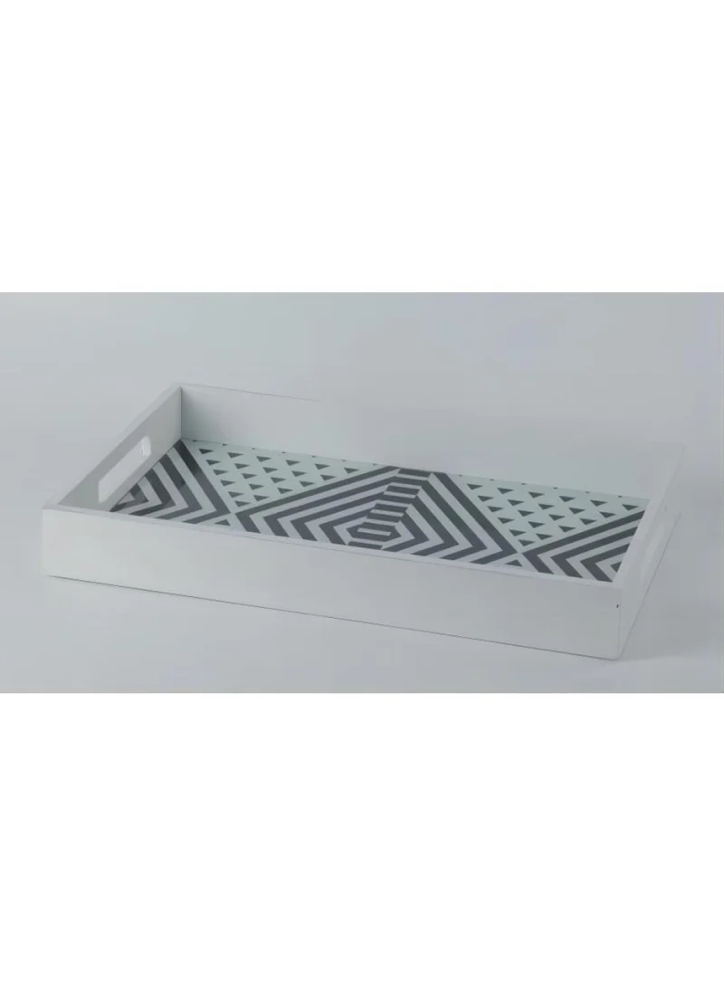 DANUBE HOME Percy Glass Tray White 45x30x5Cm