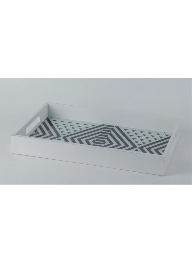 DANUBE HOME Percy Glass Tray White 45x30x5Cm  - Image 1