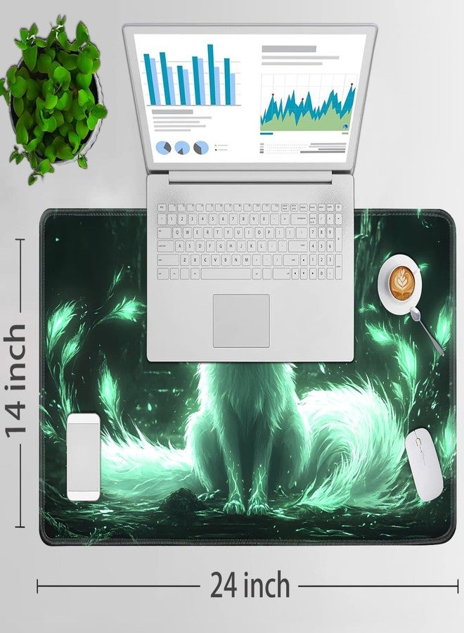 JVGFYNKL for MTG Game Playmat - 24 x 14 inches with Dices and Storage Bags, Non-Slip Base for TCG and Board Game Card Mats, Trading Card Games Mat, Enchanted Glowing Fox Pattern Collectible Card Playmats - Image 2