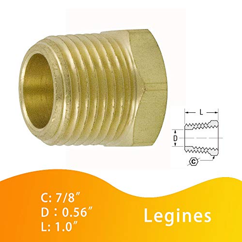 Legines Brass Pipe Fitting Hex Bushing 1/2" NPT Male to 3/8" NPT Female Adapter 1200psi (Pack of 2) - Image 4