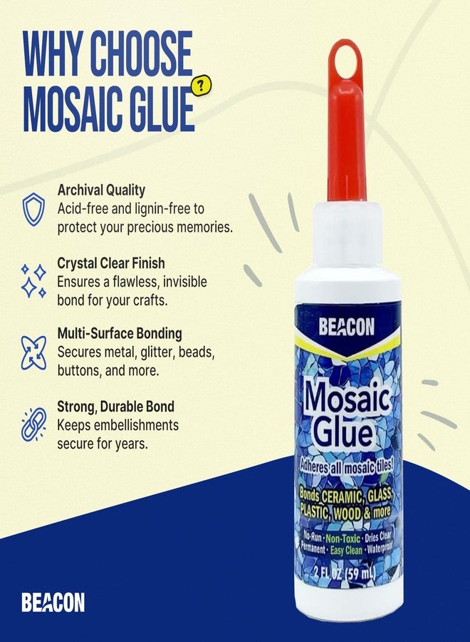BEACON Mosaic Glue - Non-Toxic & Water Resistant, Ideal for All Tiles & Surfaces, 2-Ounce - Image 3