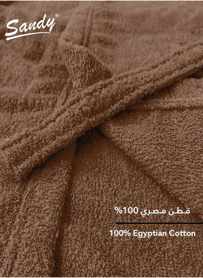Sandy Sandy Kids Bathrobe with Hood, 100% Cotton Highly Absorbent, Unisex Plush Robe, Made in Egypt, Size S, Brown  - Image 3