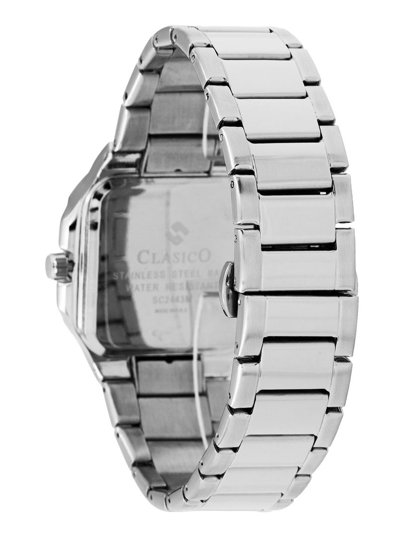 Clasico ساعة ليونيس كواتز المعدنية الفاخرة للرجال - فضي أخضر متينة الصنع - Image 4