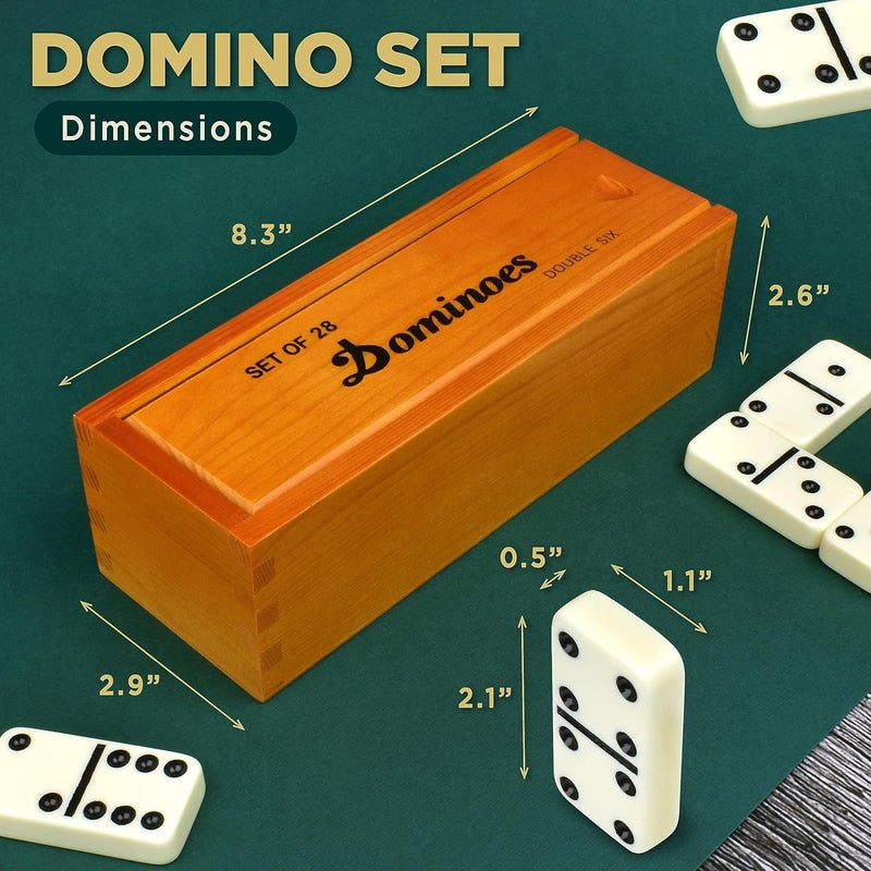 Queensell Jumbo Dominoes Set for Adults and Kids – Domino Set for Classic Board Games – Jumbo Dominoes Double 6 for Travel Games – Dominos Set for Adults 28 Tiles - Image 2