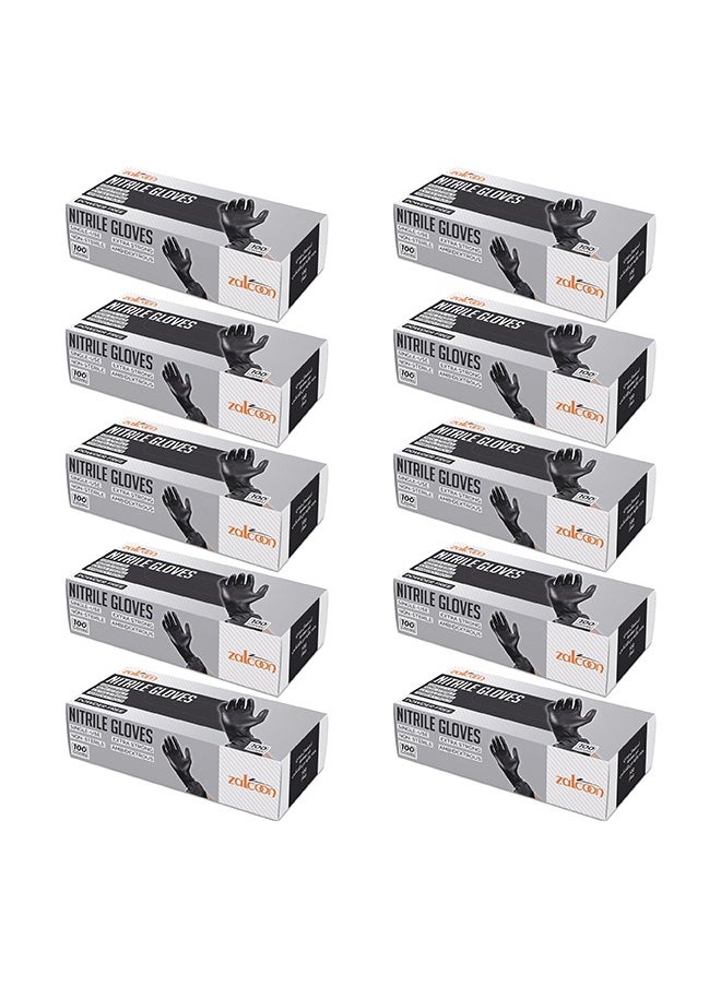 Zalcoon Zalcoon Nitrile Exam Gloves, Black, Powder Free, Latex Free, Best for Restaurant, Saloon, Kitchen, Cleaning, Food Prep (10 Pack x 100 Pieces)  - Image 1