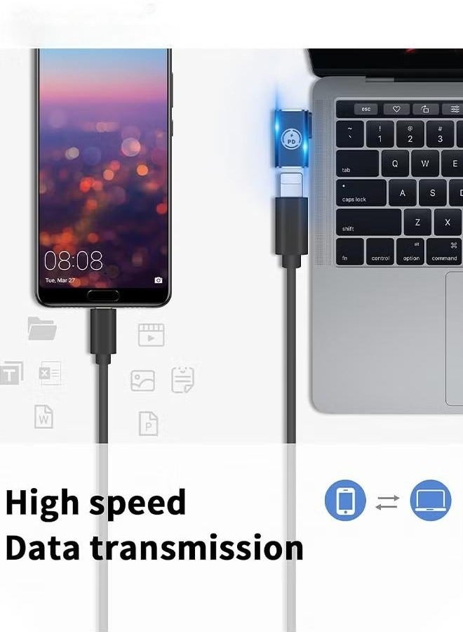 2 Pack USB C Male to Lightning Female Adapter, 90 Degree Angle USB C to Lightning Connector for iPhone 15/15 Pro/15 Pro Max/15 Plus, iPad Air, Galaxy, Pixel, Support Charging and Data Transfer - Image 4