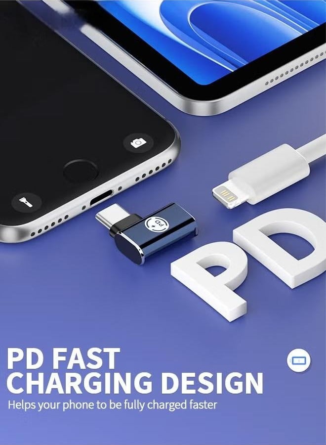 2 Pack USB C Male to Lightning Female Adapter, 90 Degree Angle USB C to Lightning Connector for iPhone 15/15 Pro/15 Pro Max/15 Plus, iPad Air, Galaxy, Pixel, Support Charging and Data Transfer - Image 3