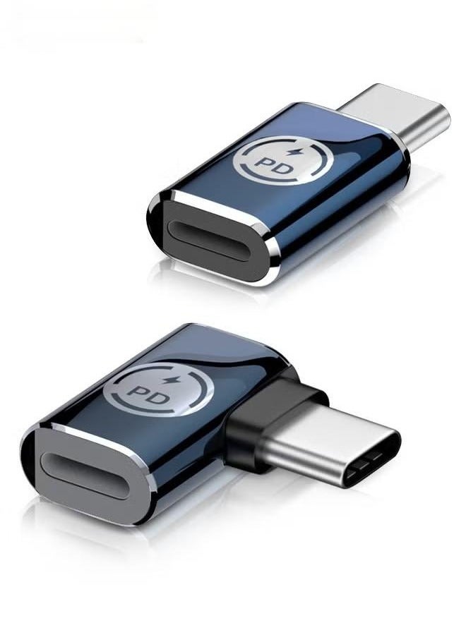 2 Pack USB C Male to Lightning Female Adapter, 90 Degree Angle USB C to Lightning Connector for iPhone 15/15 Pro/15 Pro Max/15 Plus, iPad Air, Galaxy, Pixel, Support Charging and Data Transfer - Image 1