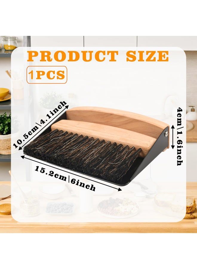 Nokiils Small Dust Pan and Brush Set, Mini Hand Broom and Dustpan Set, Wooden Crumb Sweeper for Home Desktop, Sofa, Pet Care Household (Black) - Image 2