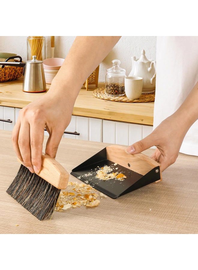 Nokiils Small Dust Pan and Brush Set, Mini Hand Broom and Dustpan Set, Wooden Crumb Sweeper for Home Desktop, Sofa, Pet Care Household (Black) - Image 4