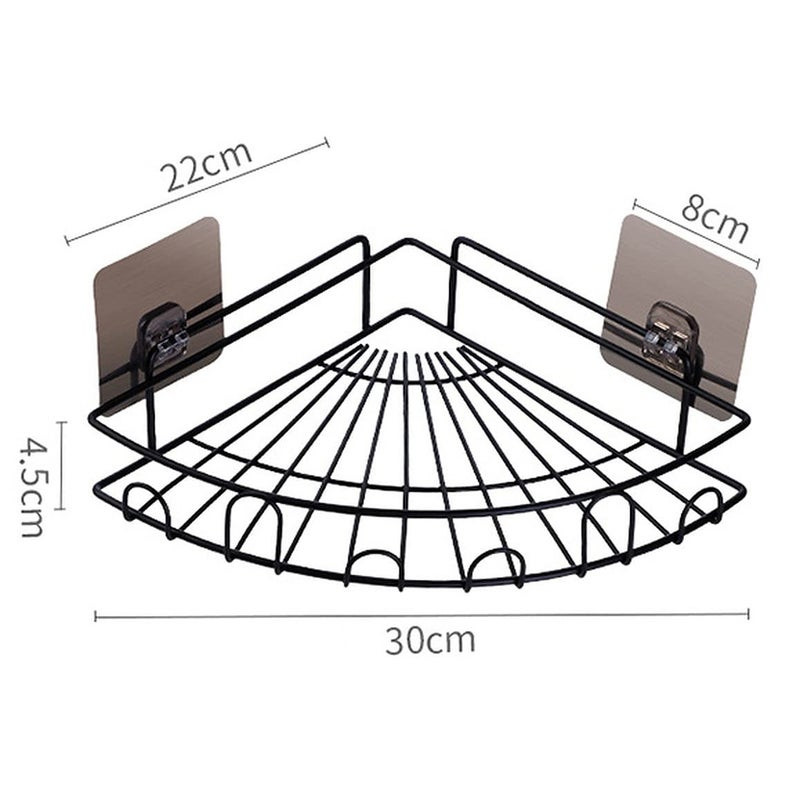 wolpin Wall Shelves Shelf Self-Adhesive Iron Corner Multipurpose Sticker Hooks Wall Holder Bathroom Storage Rack Box Strong Shower Rack Shelf - Black (2 Pieces) - Image 2
