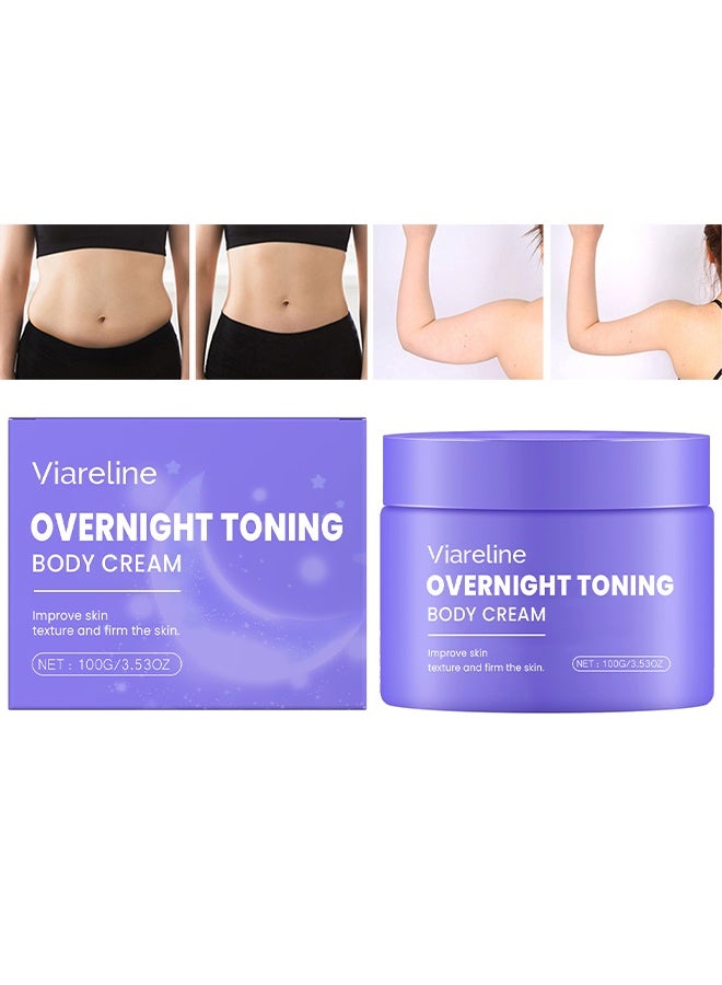 Viareline Overnight Toning Body Cream, Overnight Toning Whip, Instant Skin Tightening Cream For Body, Smooth & Tight Skin, Body Firming Cream For Women, Improve Skin Sagging And Fine Lines, Natural Ingredients For All Skin Types, 100G - Image 1