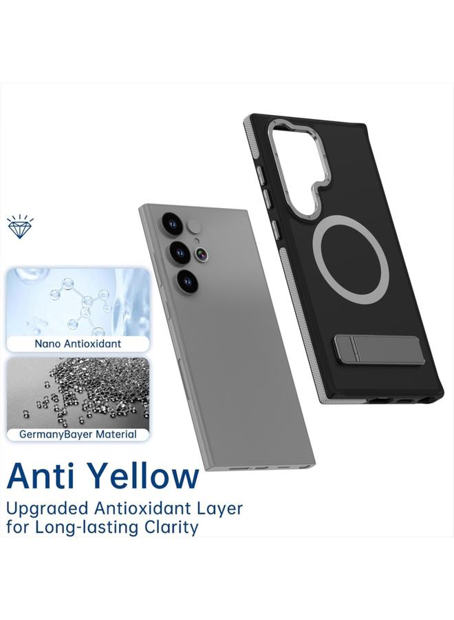 اس-توب جراب لهاتف Samsung Galaxy S25 Ultra 5G، جراب هاتف Magsafe ثنائي اللون بملمس الجلد مع حامل - Image 4