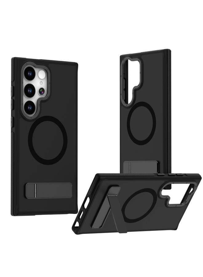 اس-توب جراب لهاتف Samsung Galaxy S25 Ultra 5G، جراب هاتف Magsafe ثنائي اللون بملمس الجلد مع حامل - Image 1